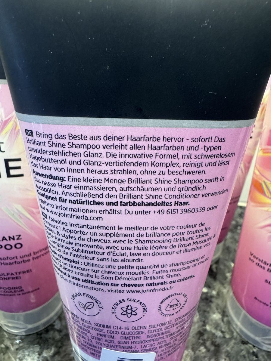 Prodotti per capelli: John Frieda Brilliant Shine Set, Shampoo und Glanzspray – Nuovo e nell'imballaggio originale da Belp venduto da sabadesign 1