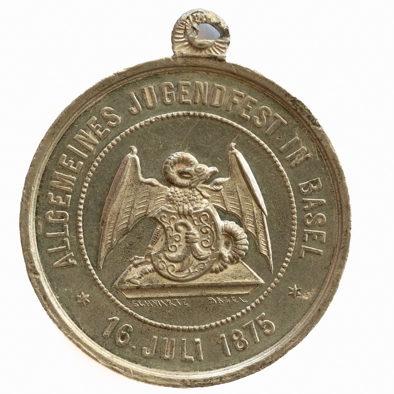 Medaglie: Medaille Allgemeinen Jugendfest in Basel 1875 – Usato da Rotkreuz venduto da Swiss-Coins