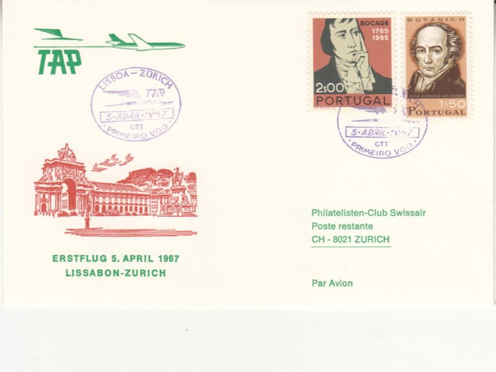 Tutti i francobolli: SLH RF 67.7a Lissabon-Zürich – Usato da Bürglen TG venduto da StampGraf