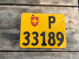 Nummernschild PTT Post Mofa ausrangiert P 33189