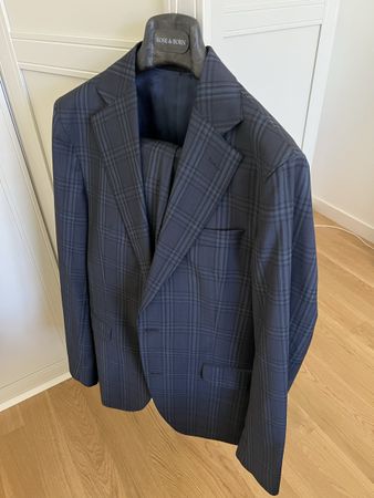 Oscar Jacobson Ego Anzug Gr. 48 Navy Glencheck Neuwertig
