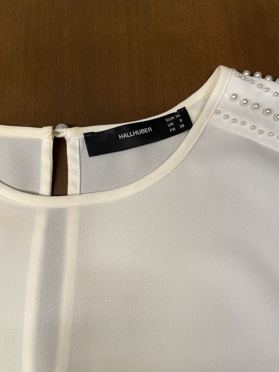 Hallhuber Camicette: Hallhuber Bluse, weiss inkl. Perlen, Gr. 36 – Usato da Zumikon venduto da leskel 2