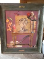 peinture-collages dans cadre ancien
