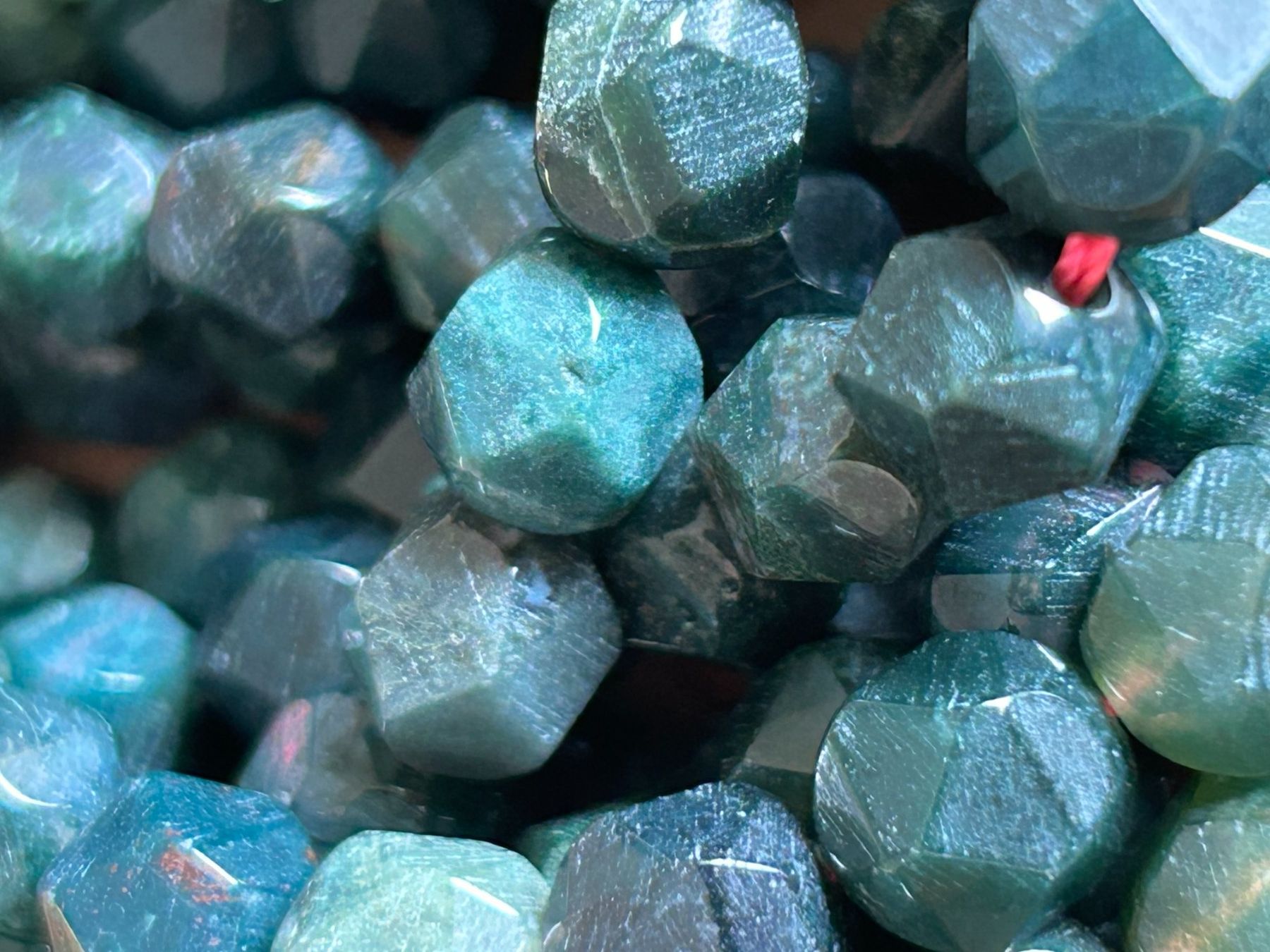 Minerali & Pietre curative: Strang echte Moss agate 8 mm diamond cut beads – Nuovo e nell'imballaggio originale da Niederrohrdorf venduto da Ytobi 1