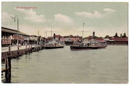 Romanshorn, Hafen mit zwei Dampfschiffen, gelaufen 1911