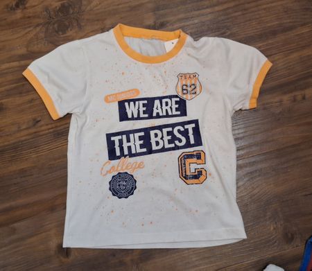 Kinder T-Shirt Weiss College Grösse 110 guter Zustand