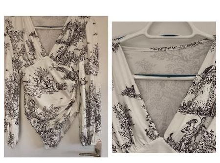 Damen Body im Toile de Jouy-Muster-XS/S