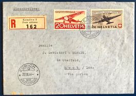 1944 - R - Flugpost Genève - Root- LZ ( Via Zürich )