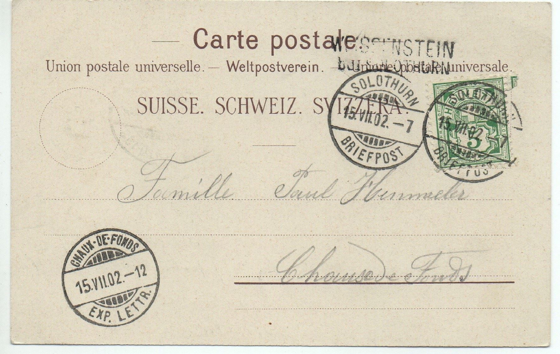 Cartoline postali: LITHO Kurhaus Weissenstein bei Solothurn - Stabstempel – Usato da Jona venduto da philajona 1