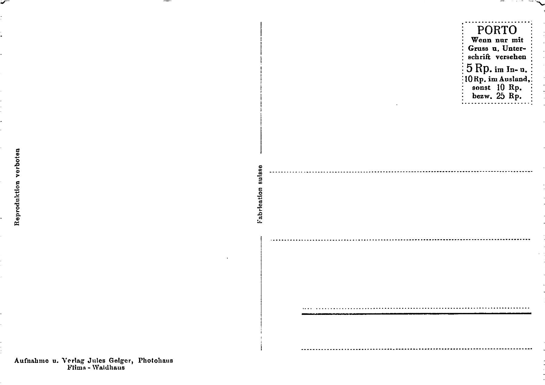 Ansichtskarten: Trinsermühle, Flimserstein – Gebraucht aus Ottikon b.Kemptth. von Neptun1974 1