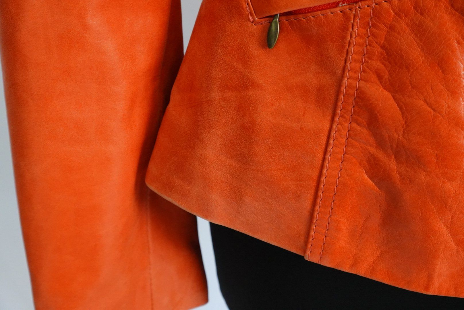 Giacche: Vintage Orange Genuine Leather Blazer Jacket – Usato da Lugano venduto da T.U.C. 4