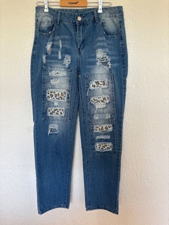 Coole Jeans mit Animal-Print Details, Grösse 40/L