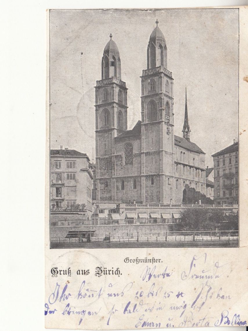 Cartoline postali: Zürich Grossmünster 1901 – Usato da Bürglen TG venduto da StampGraf