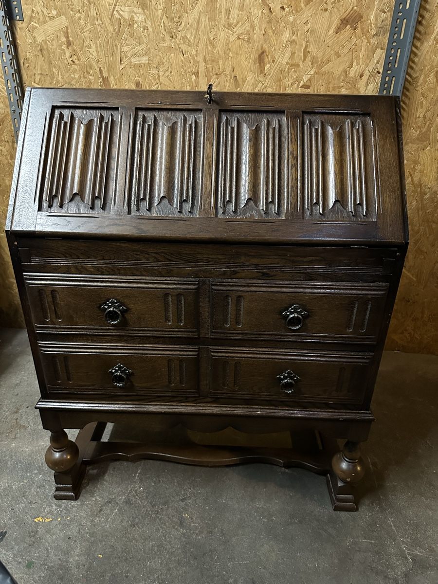 Bureaux: VINTAGE OAK LINENFOLD BUREAU – D'occasion à Brügg BE par Goob 6