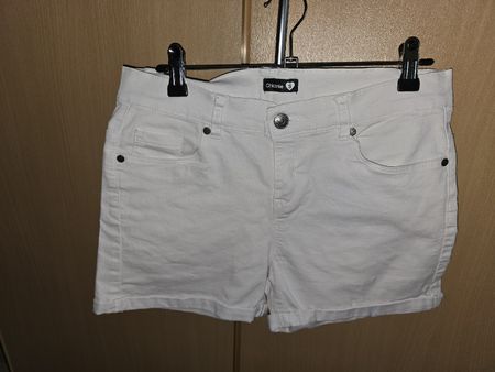 Short en jeans blanc, S (taille grand)