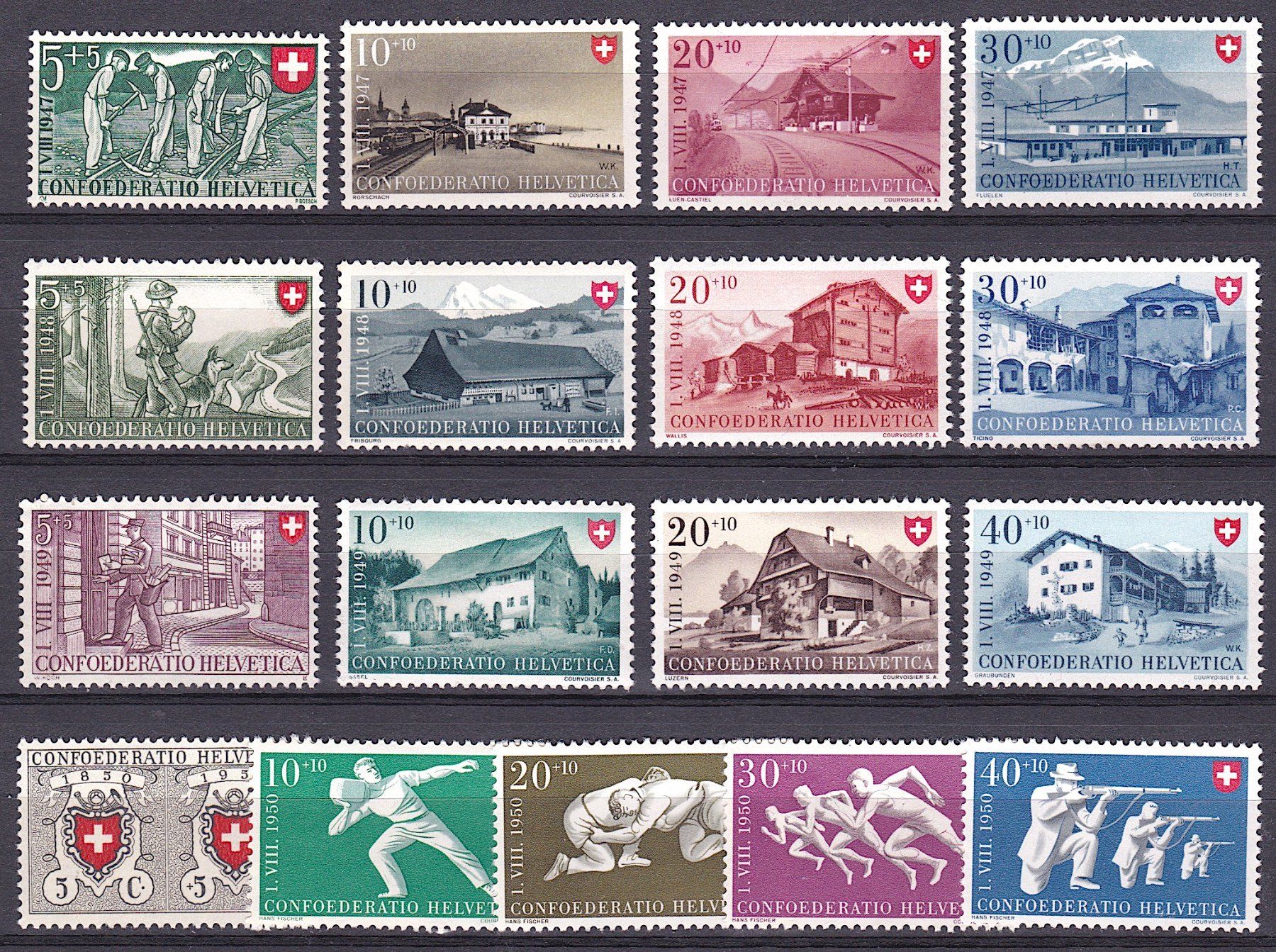 Tutti i francobolli: PP 1947-1950, postfrisch**. Kat. 77.-. – Nuovo (secondo la descrizione) da Richterswil venduto da Dyaris2025