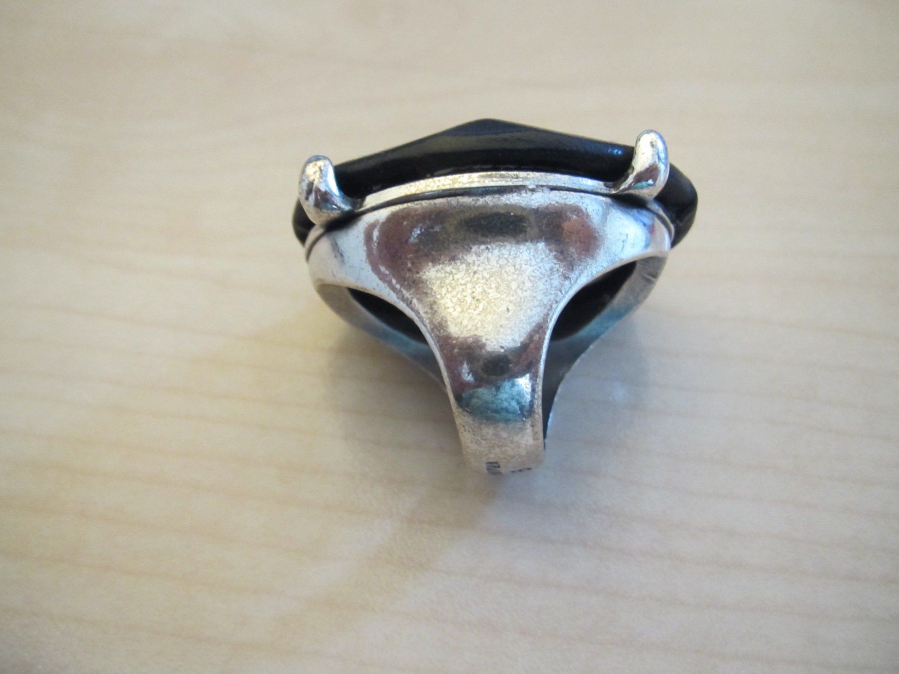 Anelli: Silber Ring mit schwarzem Leder – Usato da Luzern venduto da gwand 2