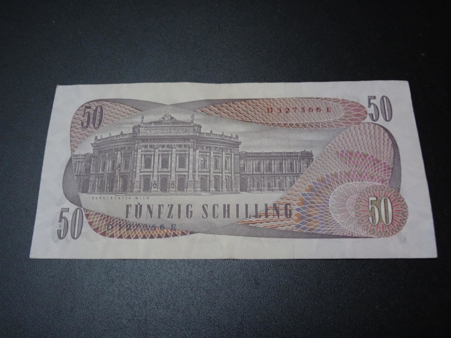 Banknoten: 50 österreichische Schilling Note 1970 – Gebraucht aus Lupfig von Jolly63 1