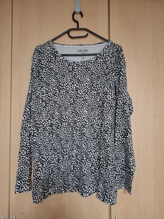 Langarmshirt Gr. 48, Blue Seven, schwarz-weiss gemustert