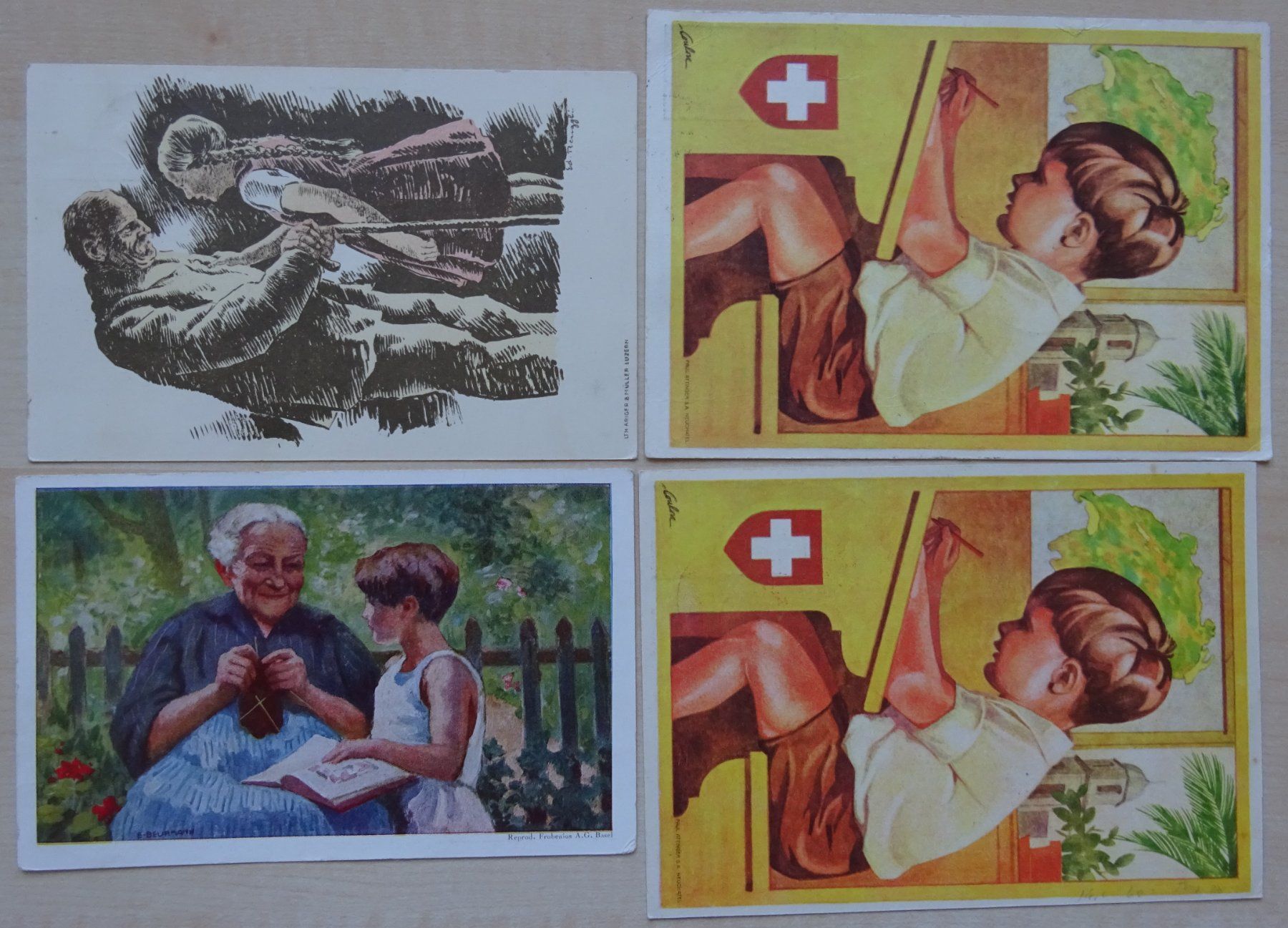Tous les timbres: 4 Bundesfeierkarten/Flugpostkarten – D'occasion à Watt par Oo2rup5 1