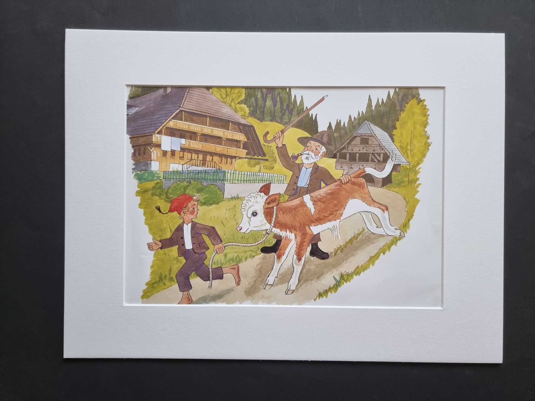 Poster & Bilder: DER BUEB VOM TRUEB BILD HINTER NEUWERTIGEM PASSEPARTOUT – Gebraucht aus Gersau von grafik-kunst 1