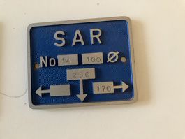 Schieberschild SAR, Metall, ca. ca. 13x10cm