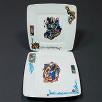 2 assiettes David Kessel de la ligne "L'Âme des Lettres"