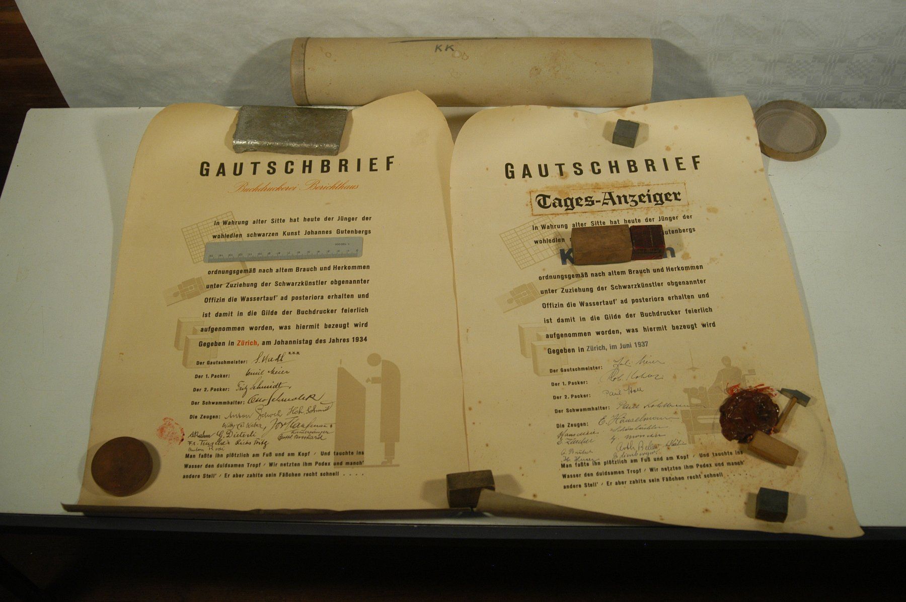 Documenti: Gautschbriefe 1937 2 Stück – Usato da Herisau venduto da Wisen