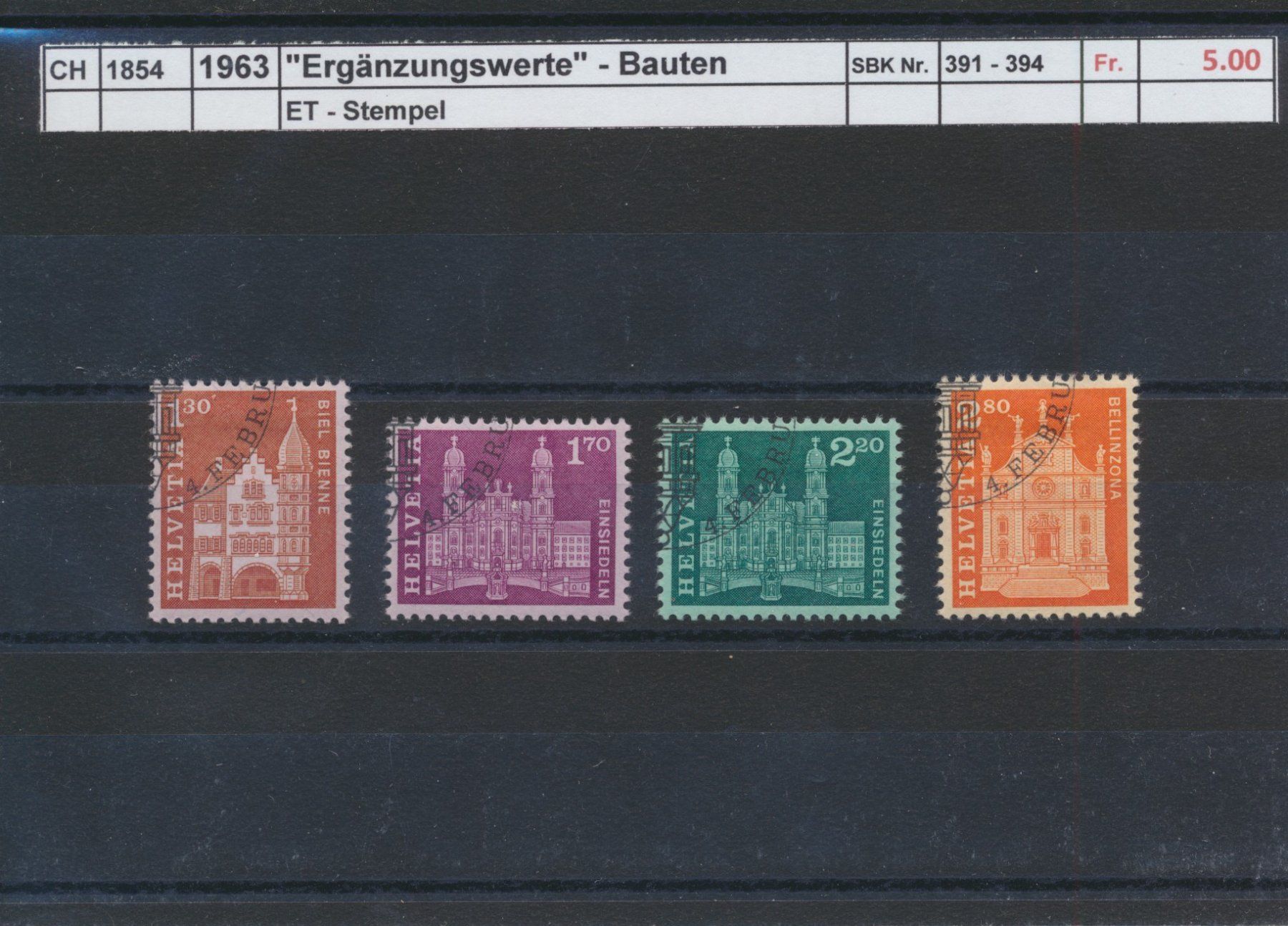 Alle Briefmarken: 1963 "Bauten - Ergänzungsmarken", ET - Stempel – Gebraucht aus Winterthur von Zupogeru