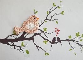 1 Stück Vogel Spatz (R) gehäkelt , crochet, uncinetto 763