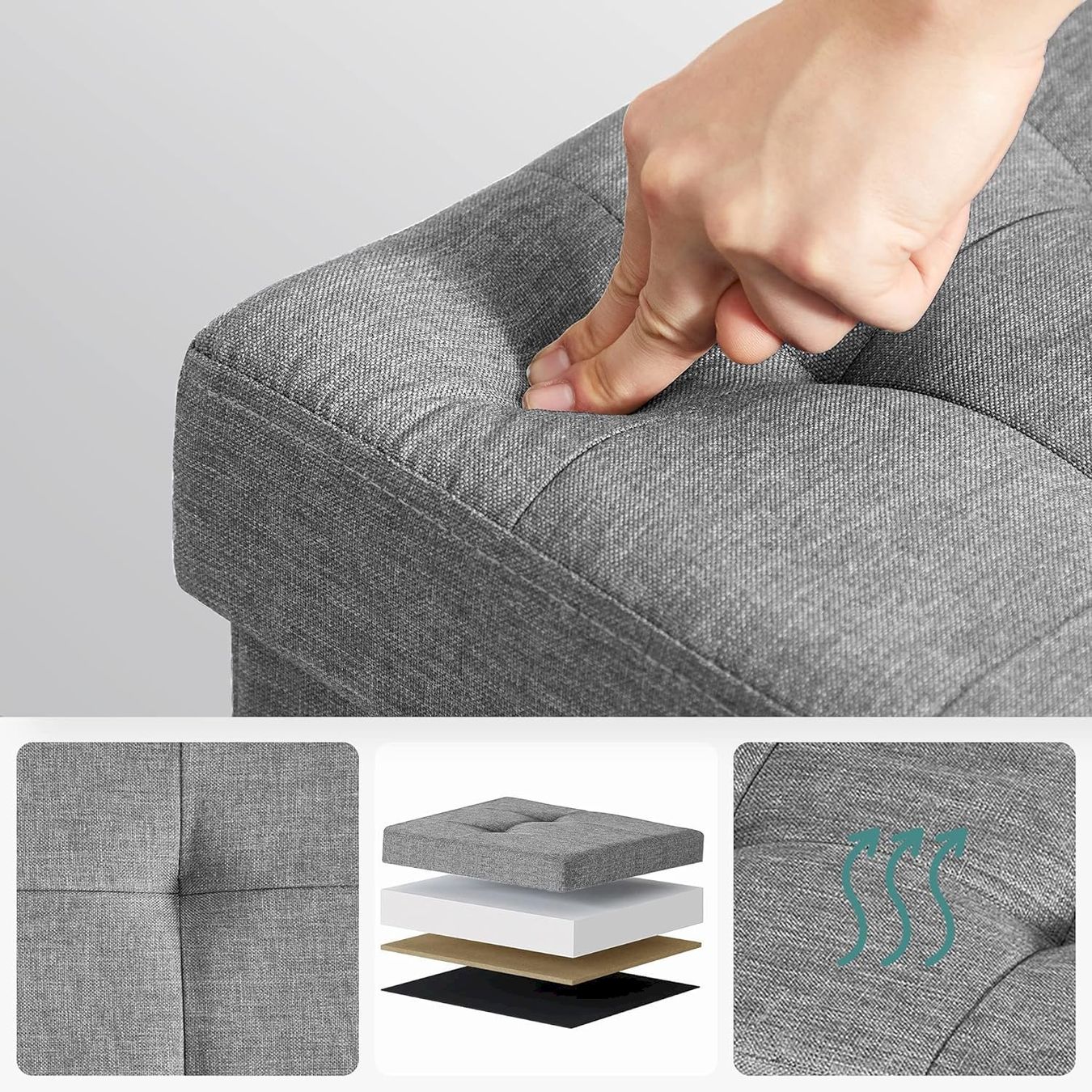 Panchine: SONGMICS Sitzbank Hellgrau – Nuovo e nell'imballaggio originale da Bottighofen venduto da zaap 4