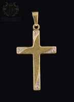 ELEGANTER KREUZANHÄNGER 18K 750/999 GOLD IN BICOLOR OPTIK