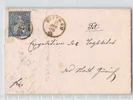 Damenbrief 1865 mit FINGERHUT-O HITTNAU