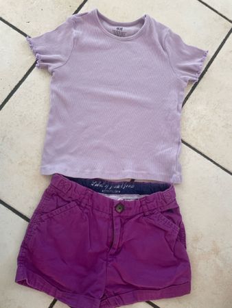 Süsses Sommer-Set: H&M T-Shirt & Shorts, Gr. 122/128 💜