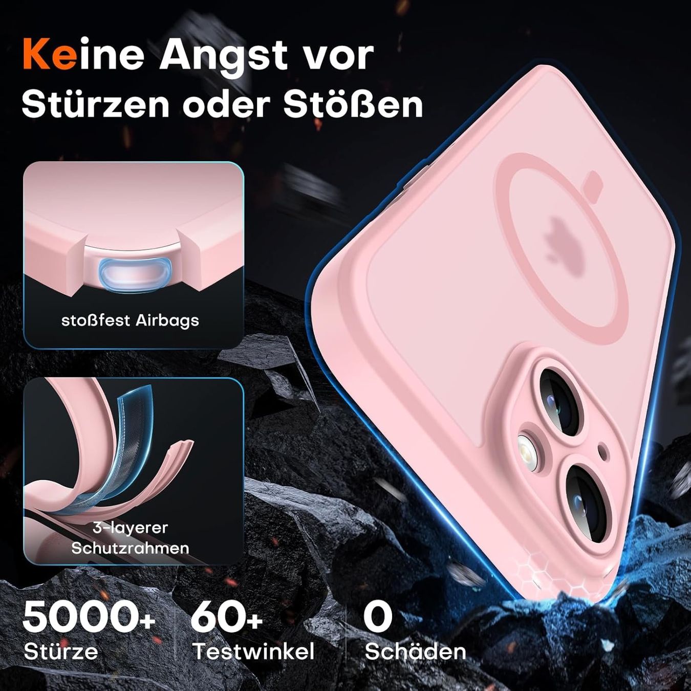 Apple Cover & Protezioni schermo: iPhone 15 Huelle Transparent Rosa mit MagSafe Ring – Usato da Meilen venduto da Zen25 4