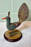 Antikes Cloisonné-Mosaik aus Messing, Türkis, Korallenstein✨