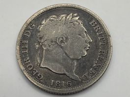 Pièce de 1 shilling, 1816, Royaume-Uni, en argent