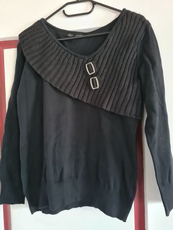 Bodyflirt Damenpullover Gr. L schwarz Strickkragen Winter