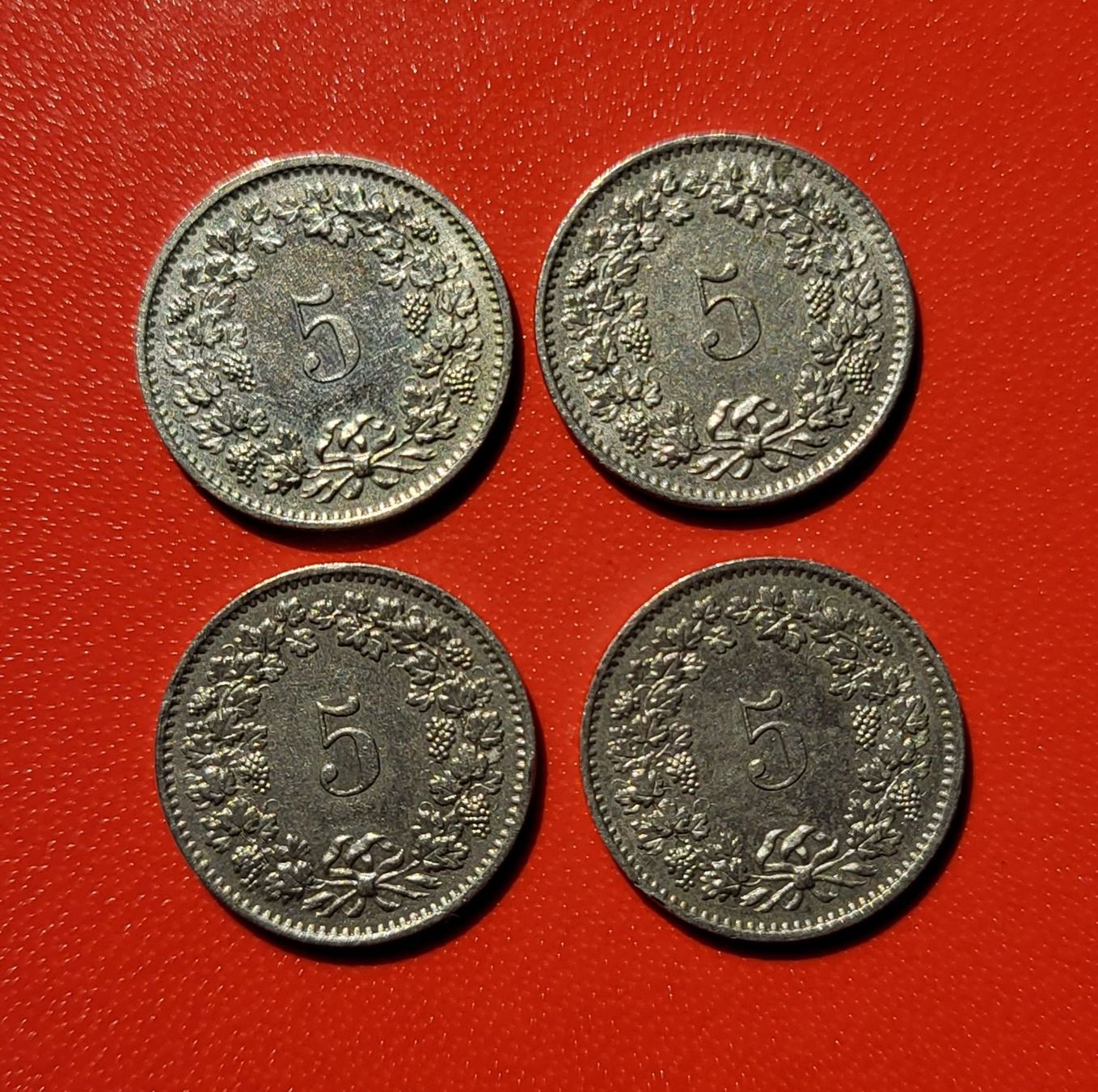 Tutti le monete: CH, 4 x 5 Rappen 1975 – Usato da Castione venduto da Rx-stamps 1