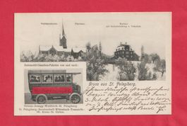 Gruss aus St. Pelagiberg 2-Bild Lichtdruck mit Automobil