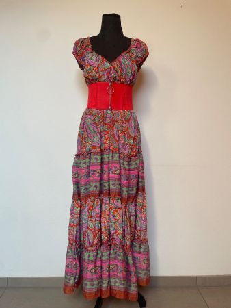Boho Stufenmaxikleid aus Kunstseide