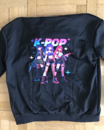 Sweat zippé noir imprimé K-Pop filles taille S/M neuf