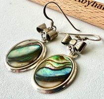 Vintage-Ohrhänger Silber 925 Abalone & Silberschleifen