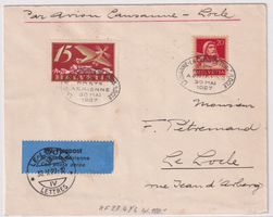Flugbrief Lausanne-Le Locle, 1927