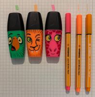Set Marker 3 Stabilo Boss mini Tiere und 3 Neon mini 88