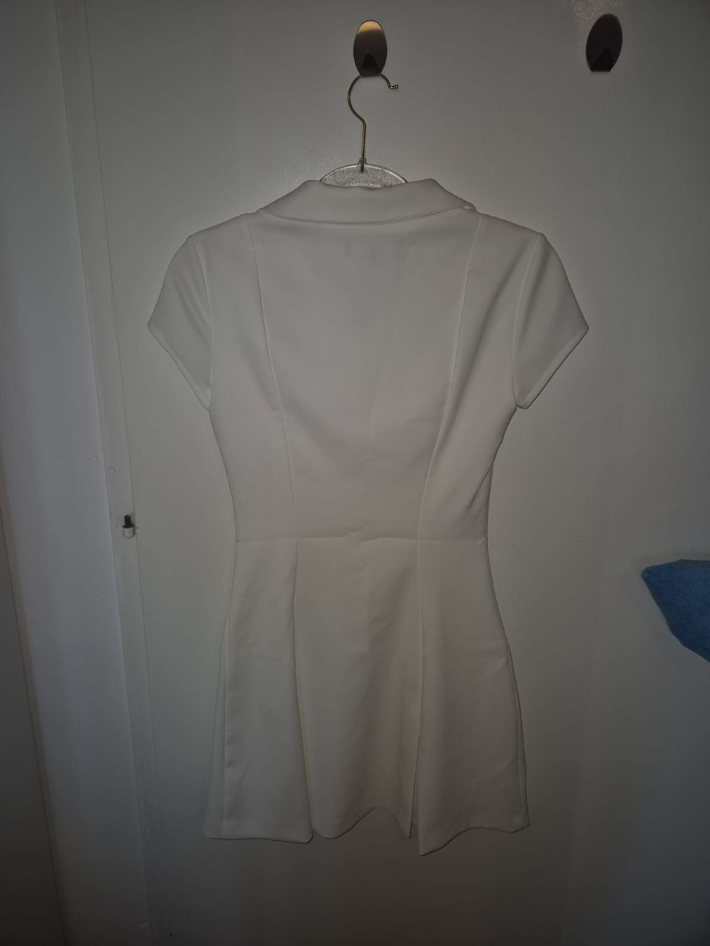 Robe courte Zara blanche col polo fermeture éclair S (Neu (gemäss ...