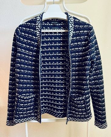 Massimo Dutti Cardigan blau/weiss, Grösse 36