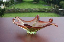 Vintage Murano Glas Schale - Cristallo Venezia rot