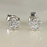 Boucles d'oreille cubic zirconium motif "Fleurs" Ag925