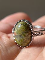 100% natürlich Unakite Natursteinring verstellbar